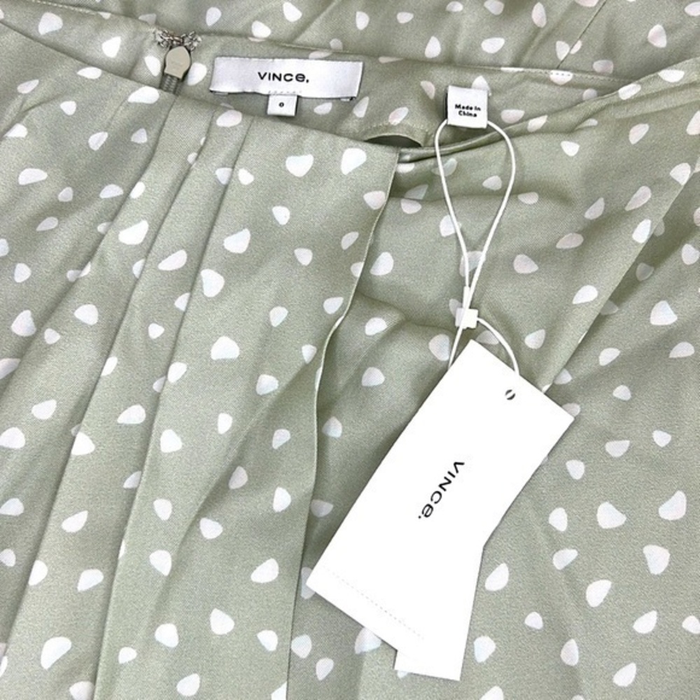 Vince Drape Silk Blend Skirt in Stone Dot Size 0 NWT